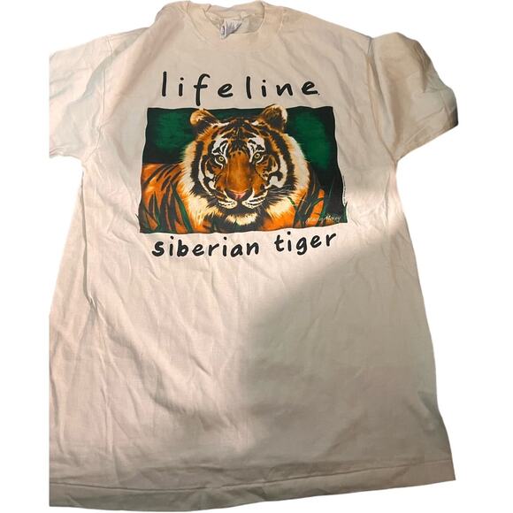 Lifeline Siberian Tiger Tee, 1992 Vintage, Single Stitch, Size M - Picture 1 of 3